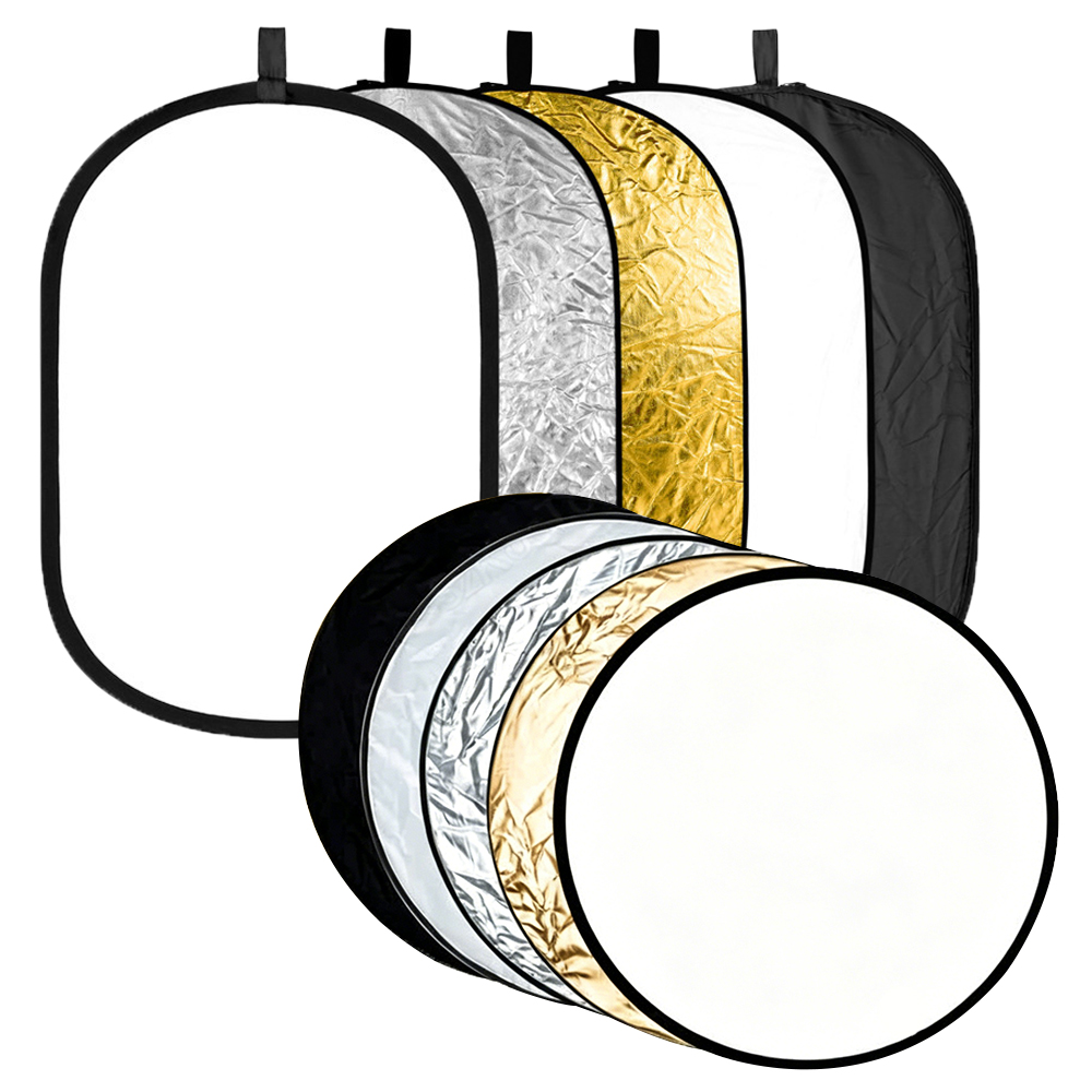 Photography Lighting For Outdoors - 60/80/110CM 5-in-1 Reflektor Cahaya Lipat Oval