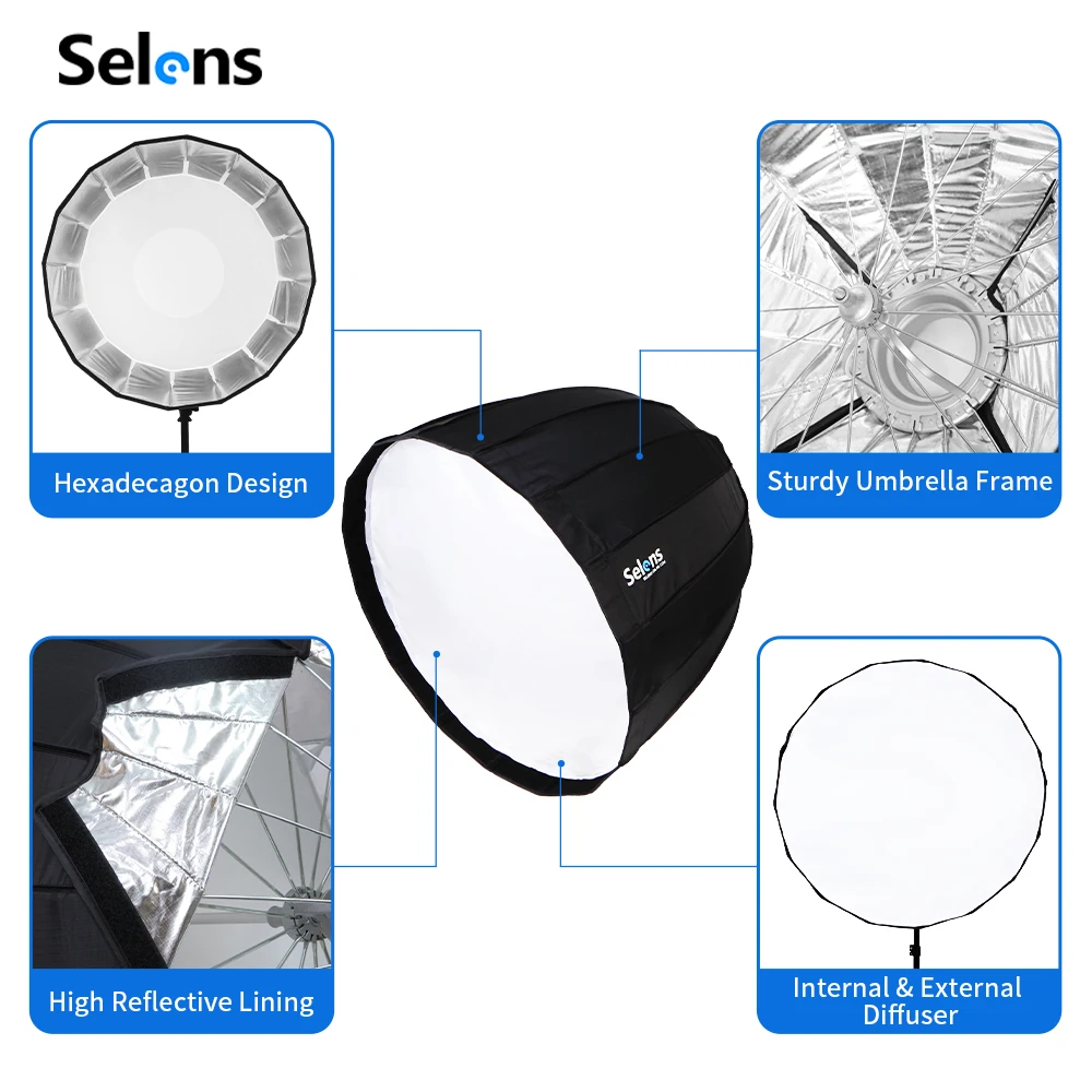 Selens 70/90/120cm Softbox Pay - Parabolic Umbrella Deep ulasan dan harga