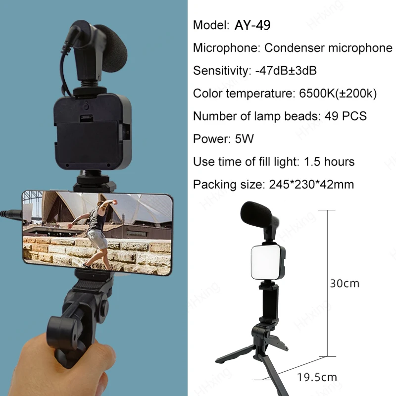 Kit Vlogging Ponsel Pintar den - Photography Led Lighting Kit ulasan dan harga