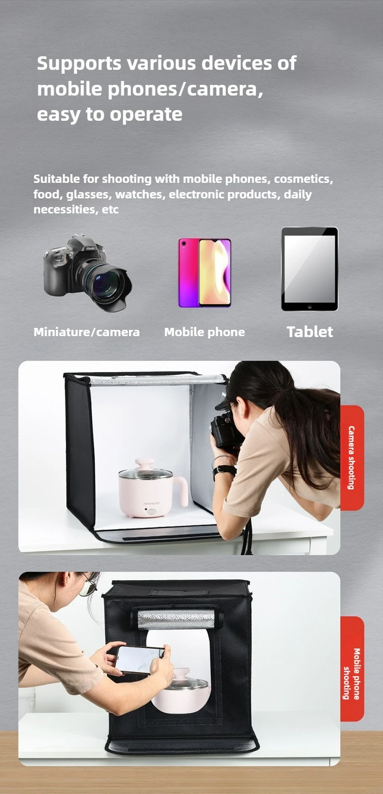 Kit Tenda Lampu Foto Kotak Lam - Photography Led Lighting Kit ulasan dan harga