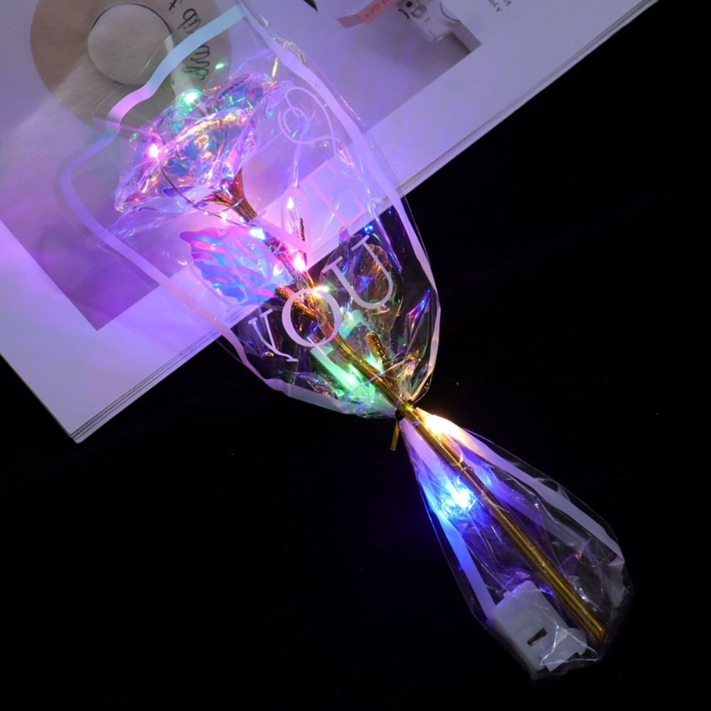 Bunga Mawar Foil Emas Bersinar - Photography Artificial Lighting ulasan dan harga