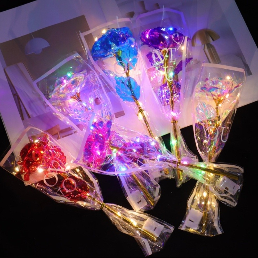 Bunga Mawar Foil Emas Bersinar - Photography Artificial Lighting ulasan dan harga