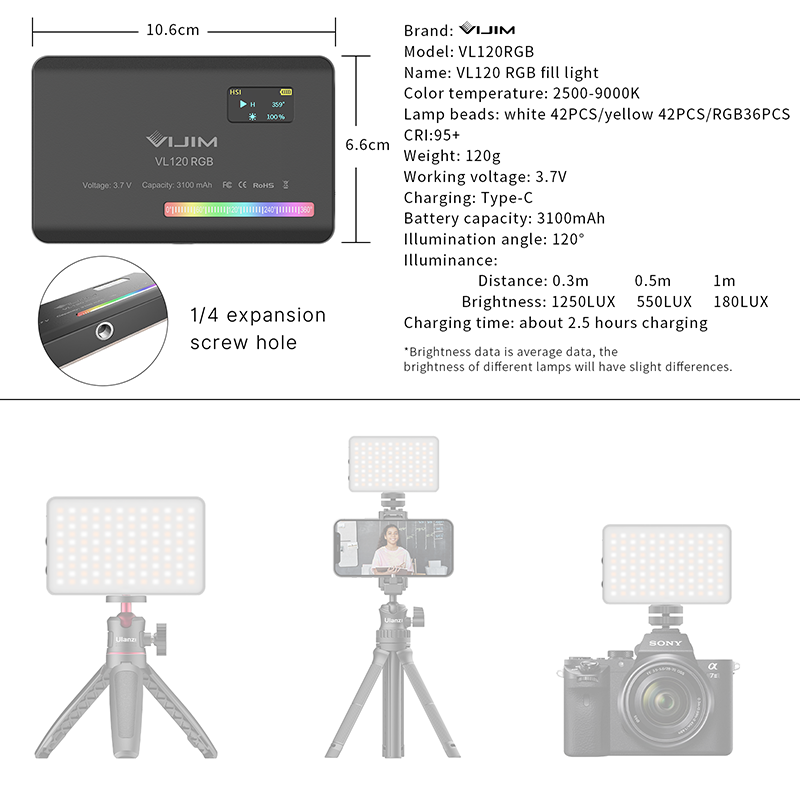 Ulanzi VL120 RGB Kamera Lampu  - Photography Lighting Uk ulasan dan harga